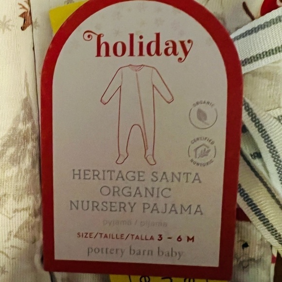 POTTERY BARN HOLIDAY HERITAGE SANTA ORGANIC NURSERY PAJAMA ONSIE SIZE 3-6M NWT - Picture 5 of 8